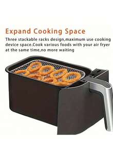 1/3 层不锈钢空气炸锅配件套装、多用途可堆叠架子、脱水器支架、烧烤篮、烤架、可用洗碗机清洗、可堆叠用于烤箱炸锅、用于健康节日烘焙