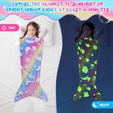 [Glow Mermaid] Soft Glow-In-The-Dark Mermaid Tail Blanket | Wearable Plush For Girls, Teens & Adults - Perfect For All Seasons, Birthday Gifts & Nursery Decor, Unicorn Sleeping Bag, Kindergarten Decor - Yellow - View 6