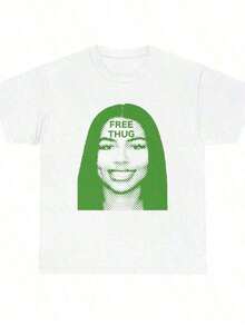 Women Men Mariah Scientist Rapper Young Hip-Hop Tee Tshirt, Women Tee Classic Free Thugs Print Round Neck Short Sleeve T-Shirt Y2K Vintage Streetwear Graphic Oversized Women Tops Crew Neck Comfortable T-Shirt-Gender-Neutral Retro-Futuristic Tee - Bold Statement PrintUnique Print _Vintage Black White Print Oversized Tee | Unisex Hippie Essential - A7 - Xem 1