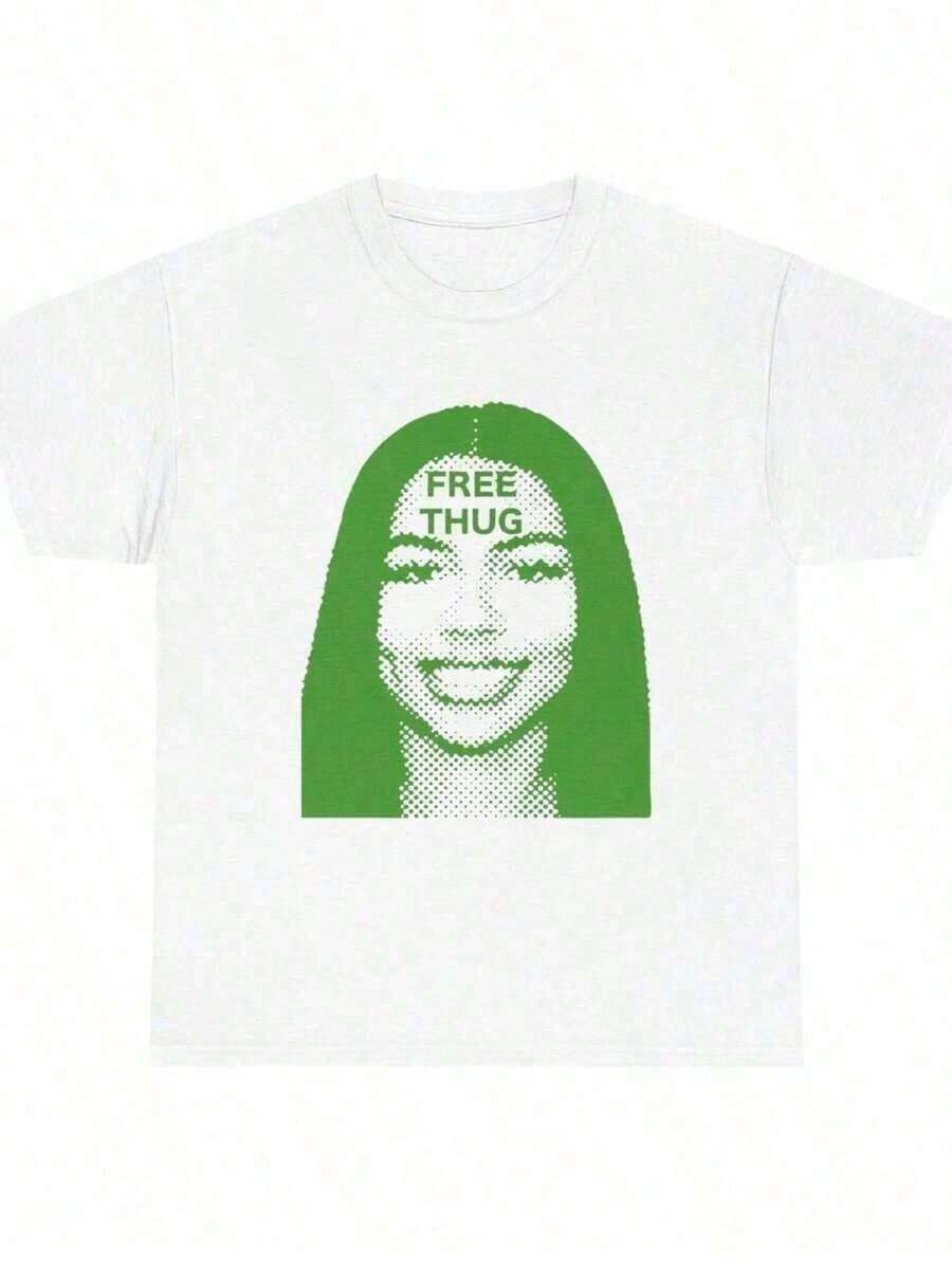 Women Men Mariah Scientist Rapper Young Hip-Hop Tee Tshirt, Women Tee Classic Free Thugs Print Round Neck Short Sleeve T-Shirt Y2K Vintage Streetwear Graphic Oversized Women Tops Crew Neck Comfortable T-Shirt-Gender-Neutral Retro-Futuristic Tee - Bold Statement PrintUnique Print _Vintage Black White Print Oversized Tee | Unisex Hippie Essential - A7 - Xem 1