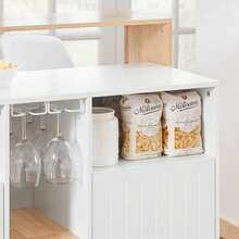 SoBuy KNL07-WN, Kitchen Island Sideboard Storage Cabinet Kitchen Breakfast Dining Bar Table Bar Cabinet With Wine Rack, White & Natural - White - View 8