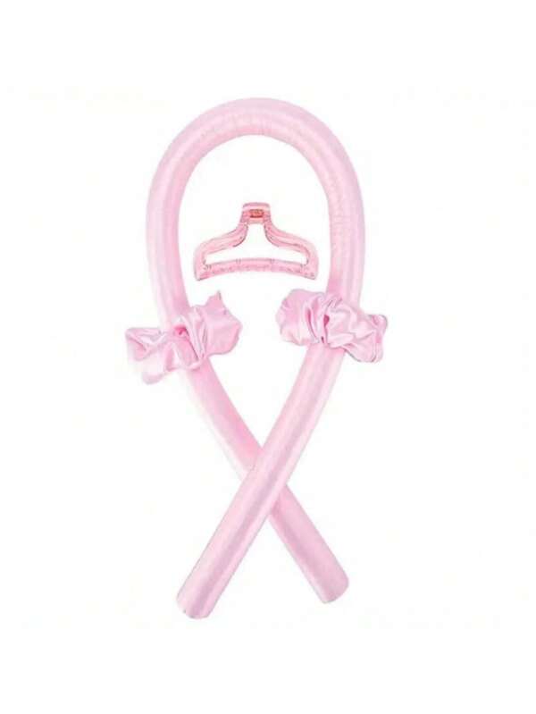 Ensemble frisé sans chaleur en satin pour femmes, boucles sans chaleur toute la nuit, tige frisante sans chaleur, outil de coiffage pour boucles en dormant pour tous types de cheveux rose, accessoires cheveux