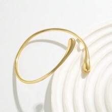 1 Piece Of European And American Minimalist And Personalized Design With An Open Arm Chain Fashion Armband, Gold Jewelry Plain Ring, Water Droplet Metal Arm Bracelet Suitable For Women's Daily Wear, Travel, Parties, Gatherings, Banquets, And Dancing - 彩色 - 查看 4