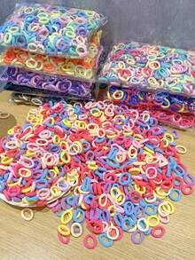 500pcs/Pack Colorful Small Hair Tie Scrunchies For Girl, High Elastic Safe Non-Damaging Hair Rings - Mixed color - View 2