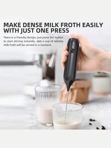 CLITON 可充电手持式奶泡器 | 咖啡爱好者的理想厨房礼物，完美的节日礼物，日常居家必备 | 绵密持久的奶泡，适用于各种饮品（拿铁/卡布奇诺/热巧克力等），Type-C 快速充电，电池续航时间长，轻巧便携，易于收纳 - 彩色 - 查看 4