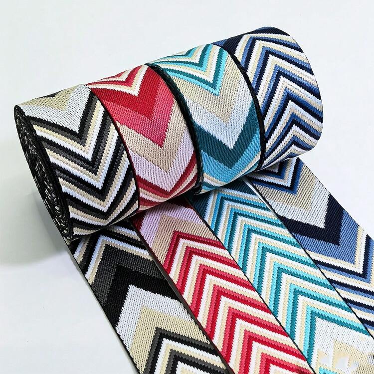 1.5 Inch Wide Arrow Pattern Jacquard Nylon Webbing, 3 Yards Long, Durable Polyester Material, Suitable For DIY Handmade Bag Straps, Wallet Making, Etc. - Multicolor - View 12