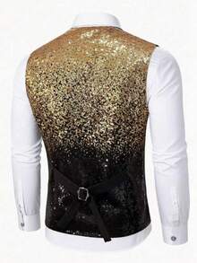 Men's Gradient Sequin Vest, Nightclub Bar Front Desk Performance Formal Waistcoat