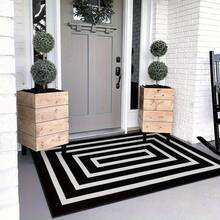 Black And White Striped Floor Mat, Farmhouse Geometric Indoor Outdoor Carpet, Washable Foldable Entry Mat, Suitable For Front Door/Living - đầy màu sắc - Xem 1