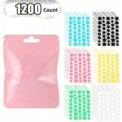 1200ชิ้น สติกเกอร์ รูปดาวสำหรับใบหน้า, สีพาสเทลน่ารักสีสันสดใส, สติกเกอร์ความรักปกป้องและรักษา, รอยยอดนิยม, เหมาะสำหรับจุดด่างดำ, แผ่นแปะที่มองเกือบไม