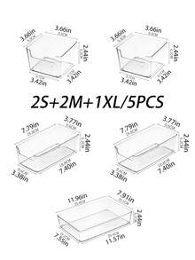 Bandeja de armazenamento de gaveta de mesa de plástico transparente de 1/5/6/11 peças, conjunto de acabamento de gaveta, caixa de armazenamento de cosméticos, adequada para armazenar cosméticos e joias, pode ser usada em banheiros e para colocar itens pequenos, e também pode ser usada em quartos e escritórios.