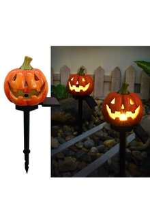 Halloween Stake Lights Outdoor Solar Lighted 3D Pumpkins Solar Lights Halloween Easy Install Lantern Solar For Garden Yard Walkway Decoration