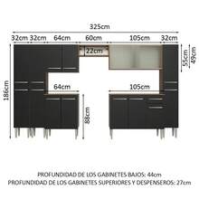 Cocina Integral Completa Modular Madesa Emilly 325cm Color Marrón/negro 03 - Marrón y negro - Ver 3