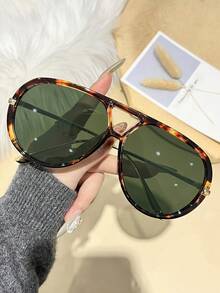 1pc Classic Fashion Aviator Glasses For Men & Women, Metal Double Bridge Large Frame, Essential For Travel, Beach, Campfire Party, Gift, Retro Street Style, Driving, Outdoor, Party, Stage Performance, Back To School Season, Holiday Accessory - Multicolor - View 21