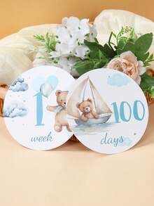 Bộ 16 thẻ đánh dấu cột mốc hàng tháng cho bé hình gấu xanh, bao gồm các thẻ từ 1-12 tháng, thiết kế gấu xanh đáng yêu, có thể dùng làm thiệp báo tin sinh bé, quà tặng trong tiệc mừng bé chào đời, thẻ đánh dấu cột mốc hàng tháng, phụ kiện chụp ảnh kỷ niệm tiệc sinh nhật cho bé, phụ kiện chụp ảnh lễ rửa tội cho bé, thẻ trang trí tiệc sinh nhật cho bé. - Gấu xanh - Xem 6