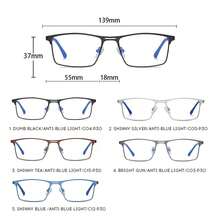 Nuevas gafas anti luz azul para hombres, gafas de computadora, bloqueador de rayos, gafas de metal para teléfono móvil - Azul - Ver 7