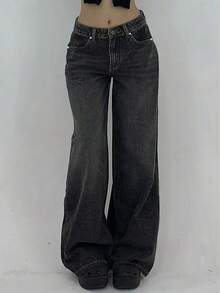 Fashionable Black Denim Jeans For Teenage Girls - Black - View 1
