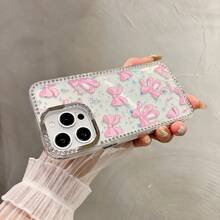 1 pieza Funda de teléfono con lazo rosa de moda y patrón de estrella de rhinestone, resistente a la suciedad, anti-contaminación, carcasa dura de PMMA a prueba de golpes, funda de teléfono personalizada compatible con Apple 11, 11 Pro, 11 Pro Max, 12, 12 Pro, 12 Pro Max, 13, 13 Pro, 13 Pro Max, 14, 14 Pro, 14 Pro Max, 14 Plus, adecuada como regalo para novia, familia, amigos, abuelos, parejas, aniversario, cumpleaños, graduación, boda, baile de graduación, Día de la Madre, Día del Padre