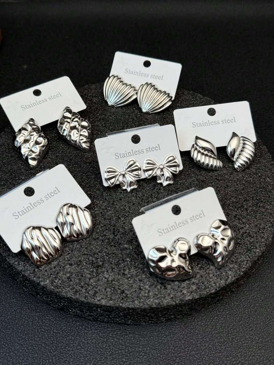 OBOVAY 24 Đôi Bông Tai Thép Không Gỉ Thanh Lịch - Với Các Thiết Kế Đa Dạng Như Lá, Hoa, Vỏ Sò Và Họa Tiết Hình Học, Phù Hợp Để Đeo Hàng Ngày Và Làm Quà Tặng, Phụ Kiện Ngày Lễ Tình Nhân | Bông Tai Thanh Lịch | Bông Tai Bền Bỉ - Bạc đa nguyên tố - Xem 1