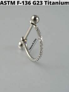 1 件 G23 钛合金 Cz 耳软骨耳屏氧化锆 D 形中隔响片杠铃螺旋耳环 Rook Sung 耳垂穿孔珠宝 - 如圖 - 查看 12