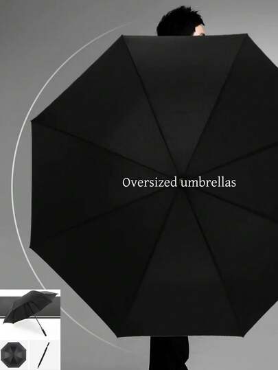 1pc Automatic Open Extra Large Golf Umbrella, Double-Layer Sunshade Canopy Ventilated Windproof Oversized Straight Handle Umbrella, Rainproof