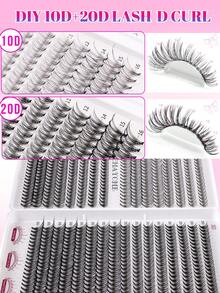CMAYOME 640 Sets D-förmige gekräuselte Kunstwimpern (10D, 20D, 30D, 40D, 50D, 60D, 80D, 100D), mit leichten und dicken Wimpern (Länge von 10 bis 16 Millimetern), Mischung verschiedener Haftgrade mit echten Wimpern. Leichtes und wasserresistentes Wimpernbüschel-Set, Wimpern, Kunstwimpern