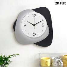 2D Flat, 1pc Modern Creative Fashion Art Decorative Wall Clock, Super Silent Quartz Movement, No Ticking Sound, Decorative Clock For Living Room, Bedroom, Office, Kitchen And Cafe, Perfect For Christmas, New Year, Valentine's Day Gifts - Multicolor - View 11