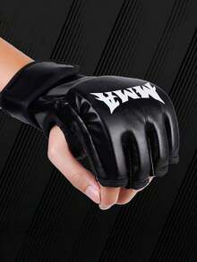 1 Pair Of Pu Boxing Gloves Mma Gloves Half Finger Sandbag Taekwondo Muay Thai Gloves Professional Boxing Training Equipment