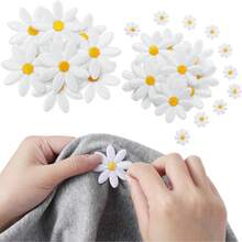 20 件套白色雏菊刺绣熨烫补丁，混合 4 种尺寸，新鲜雏菊花贴花，适用于 DIY 服装配饰装饰 - 白色 - 查看 2