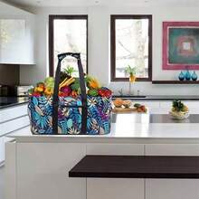 Extra Large Utility Tote Bag, Reusable Shopping Bags With Handles Waterproof, Foldable, And Spacious - 鮮花+無蓋 - 查看 5