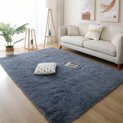 Modern Indoor Soft Rug For Living Room Bedroom Dorm Polyester Tufted Throw Runner Rug Kids Room Home Decorative Plush Fluffy Furry Fur Area Rugs Blue Gray Lightweight Comfy Nursery Floor Carpet