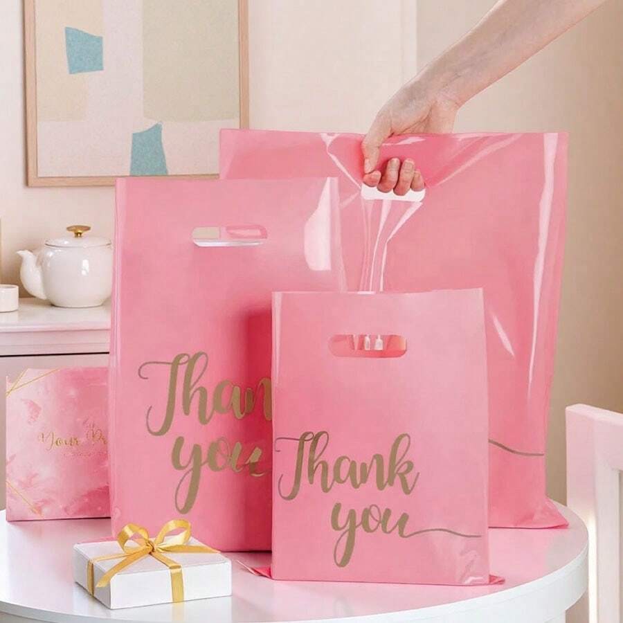 50 Pink Thank You Gift Bags Wedding Birthday Party Gift Bags Clothing Packaging Bags Thank You Packaging Bags