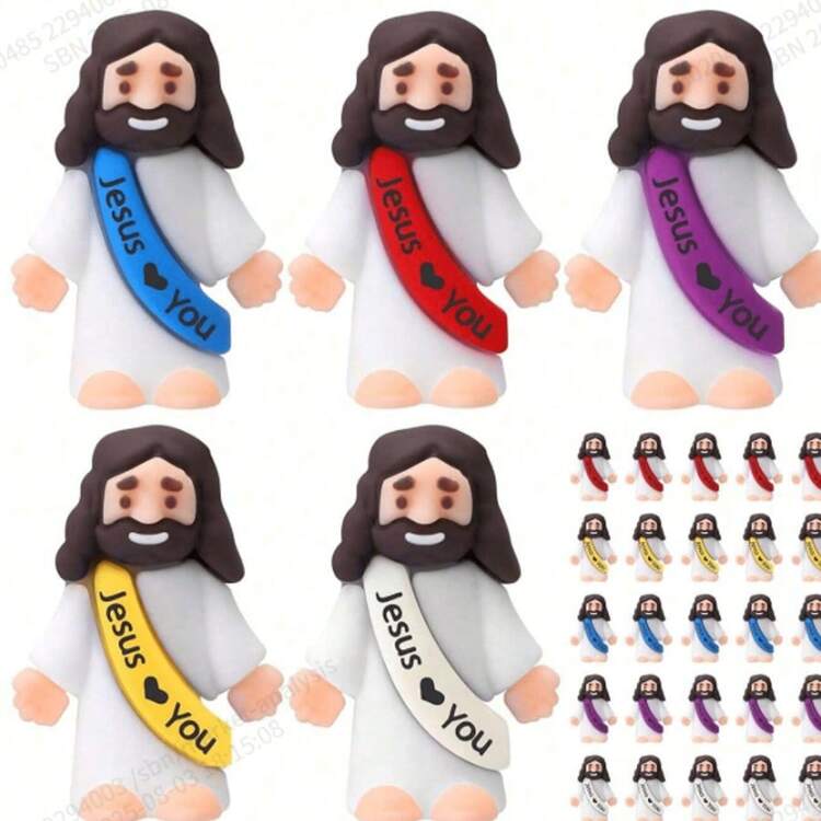 100/200 迷你耶稣 - 耶稣爱你，耶稣玩具，小耶稣，捉迷藏，周日派对小礼物，礼物（随机颜色）迷你耶稣，基督教玩具，小型玩具，基督教玩具，小型派对礼物，耶稣，玩具。 - 彩色 - 查看 2