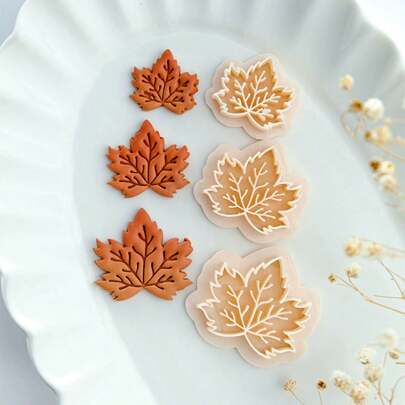 1pc Maple Leaf Shaped Vintage Soft Clay Earring Mold, DIY Handmade Clay Earring Craft Tool