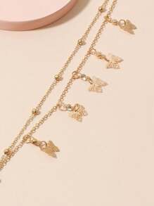 1pc Fashionable Vintage Butterfly Rhinestone Anklet - Multifunctional Metal Curb Chain With Tassel, Suitable For Beach & Casual Decoration