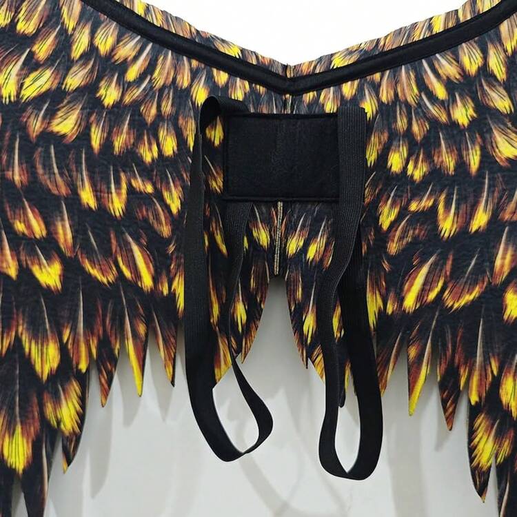 3D Printed Angel Wings Costume| Realistic Non-Woven Fabric Wings For Cosplay, Halloween, Theme Parties - 黑金 - 查看 6