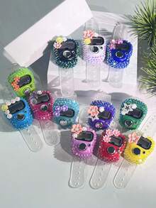 1pc 点阵花计数器，LED 显示计数器，手指计数器，便携式电子计数器，手动按钮计数计数器，迷你环形计数器 - 彩色 - 查看 3