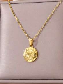 Colar com pingente de zircônia e mau-olhado, 1 peça, para mulheres, aço inoxidável, cor dourada, 2025, joia turca da sorte, presente estético