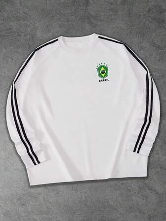 Camiseta de manga larga minimalista negra con estampado del número 7 de deportes escolares, adecuada para la escuela, uso diario casual, se puede combinar con una camiseta blanca para un estilo callejero