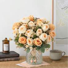 1/3/80PCS Artificial Flower Rose Bouquet, Embroidered Ball, Peony Mixed Flowers, Bride Holding Bouquet, Wedding Decoration, DIY Wreath Materials, Birthday Party Decoration Materials, Home Dining, Living Room, Vase, Outdoor Garden, Autumn Decoration