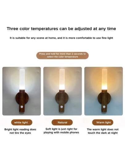 1pc Slimme Motion Sensor Night Light, USB Rechargeable, Magnetic LED Wand Lamp, Temperatures Ambient Bedroom, Living Room, Kitchen, Hallway, Stairs, Bathroom, Wardrobe Other Occasions view 3