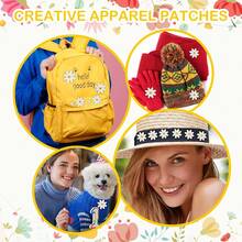 20 件套白色雏菊刺绣熨烫补丁，混合 4 种尺寸，新鲜雏菊花贴花，适用于 DIY 服装配饰装饰 - 白色 - 查看 8