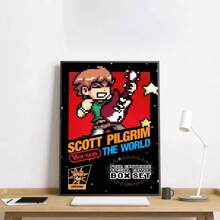 1pc/3PCS Wall Arts Posters Optional Frame Wall Decor,Room Decor Vintage Pop Retro Movie Scott Pilgrim VS The World Poster High Definition Art Waterproof Home Living Room Bedroom Bar Aesthetics Decoration
