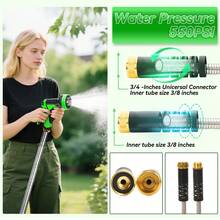 50/100 Feet Garden Stainless Steel Water Hose With Three Fittings Sprinklers & 10 Nozzles Flexible Durable Kink-Free Puncture Resistant Metal Hose For Patio Outdoor Use - 50ft - Xem 4
