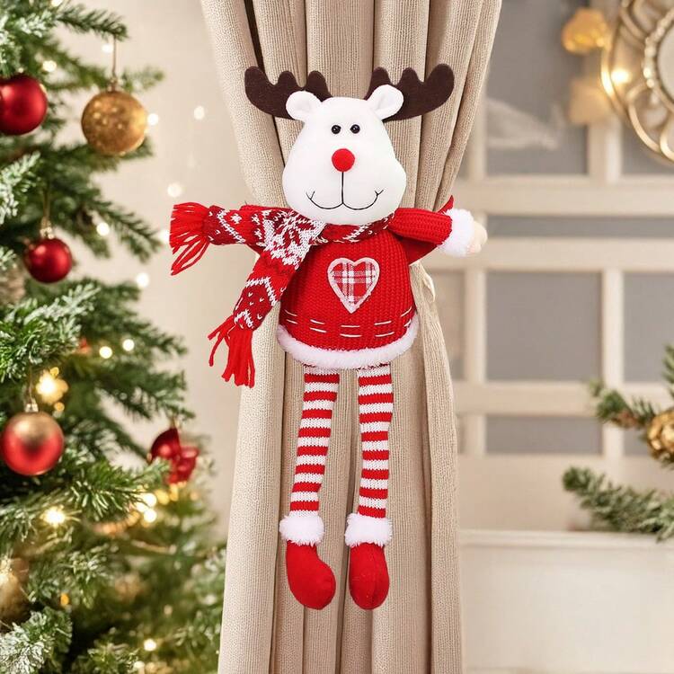 1个/3个新款针织长腿娃娃窗帘夹，圣诞装饰，卡通圣诞老人、雪人、小鹿窗帘夹，家居卧室装饰，橱窗展示，圣诞礼物，派对场景装饰道具，农舍装饰家居装饰圣诞装饰 - 彩色 - 查看 10