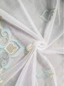 1 件欧式优雅刺绣薄纱窗帘，简约设计，适合客厅、卧室、飘窗、阳台，定制窗帘布 - 彩色 - 查看 10