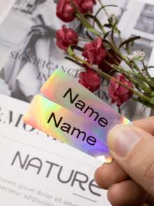 Bộ 60/100/200/500 miếng dán tên tùy chỉnh, nhãn dán hologram cá nhân hóa, nhãn dán tùy chỉnh cho bình nước, sổ tay, điện thoại, bao bì, quà tặng sinh nhật, đám cưới, tiệc tùng, phù hợp cho phụ nữ, nam giới, bạn bè, gia đình. - phong cách A - View 3