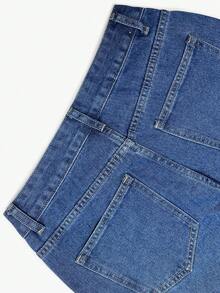 Fashion Women's Elegant Casual High Waist Loose Workwear Casual Straight Jeans - Blue - View 4