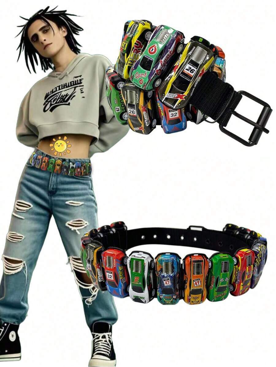1pc Colorful Car Racing Style Waist Belt, Dopamine Punk Y2K Retro Casual Waist Chain, Suitable Streetwear And Photography (Car Style Randomly Sent) Summer, School Casual, Business, Boyfriend Husband Father Dad Men, Daily Wear, Fashion, Teen, Outdoor, Vacation, Athletic, Travel, Street, Boho, Vintage Fall, Autumn, Halloween Autumn-Winter Accessories,Suitable Teens, Youth,Men,Casual, Outdoor, Athletic, Vacation, Graduation Gifts, Birthday, Daily Wear - 16 條隨機汽車安全帶(車型隨機) - 查看 1
