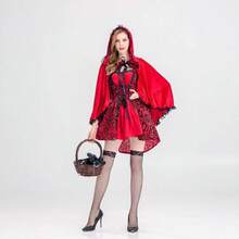 Halloween Rollenspiel, Kapuzenumhang, Vampirumhang, gerüschter Krawattenschal, Rotkäppchen, Halloween Weihnachts Cosplay, geeignet für alle Arten von Festen, Partys, Fantasie Umhang - Verschiedenfarbig - Übersicht 4