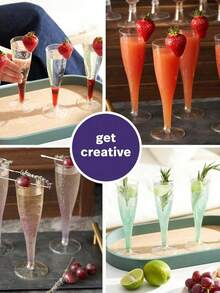50pcs Champagne Flutes Sparkling Glasses For Picnics Weddings Parties Event Supplies And Outdoor Celebrations Elegant & Easy Clean Up - 透明 - 查看 3